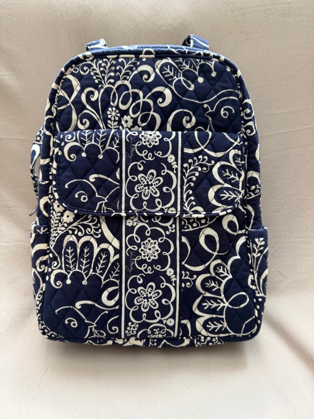 Vera Bradley Quilted Navy and White Floral Backpack - Women's Bag